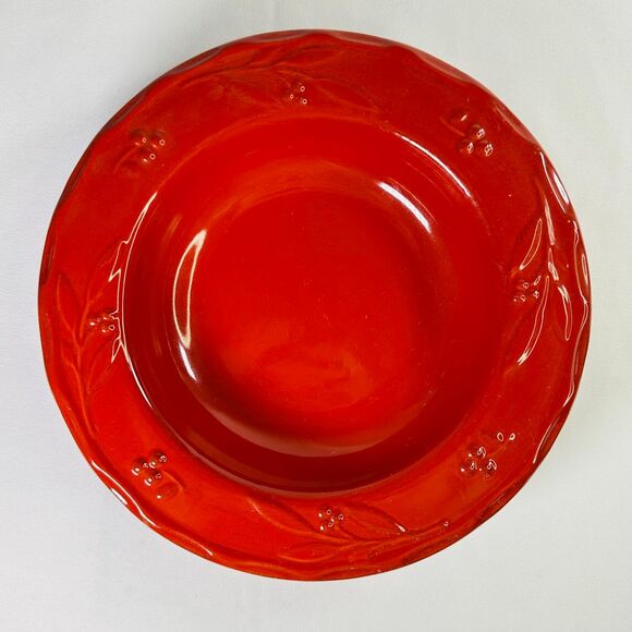 Swiss Colony Occasions Set of 2 Red Stoneware Soup Bowls 9" - Picture 3 of 11